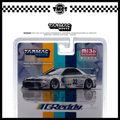 [Tarmac Works] 1:64 Nissan Skyline GT-R (R32) Widebody Jonsibal Designworks & Greddy Special Limited Edition - White
