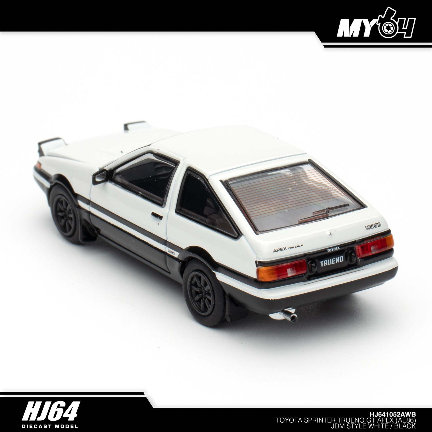 [Hobby Japan] Toyota SPRINTER TRUENO GT APEX (AE86) JDM Style ( Functional Engine Hood) - White / Black