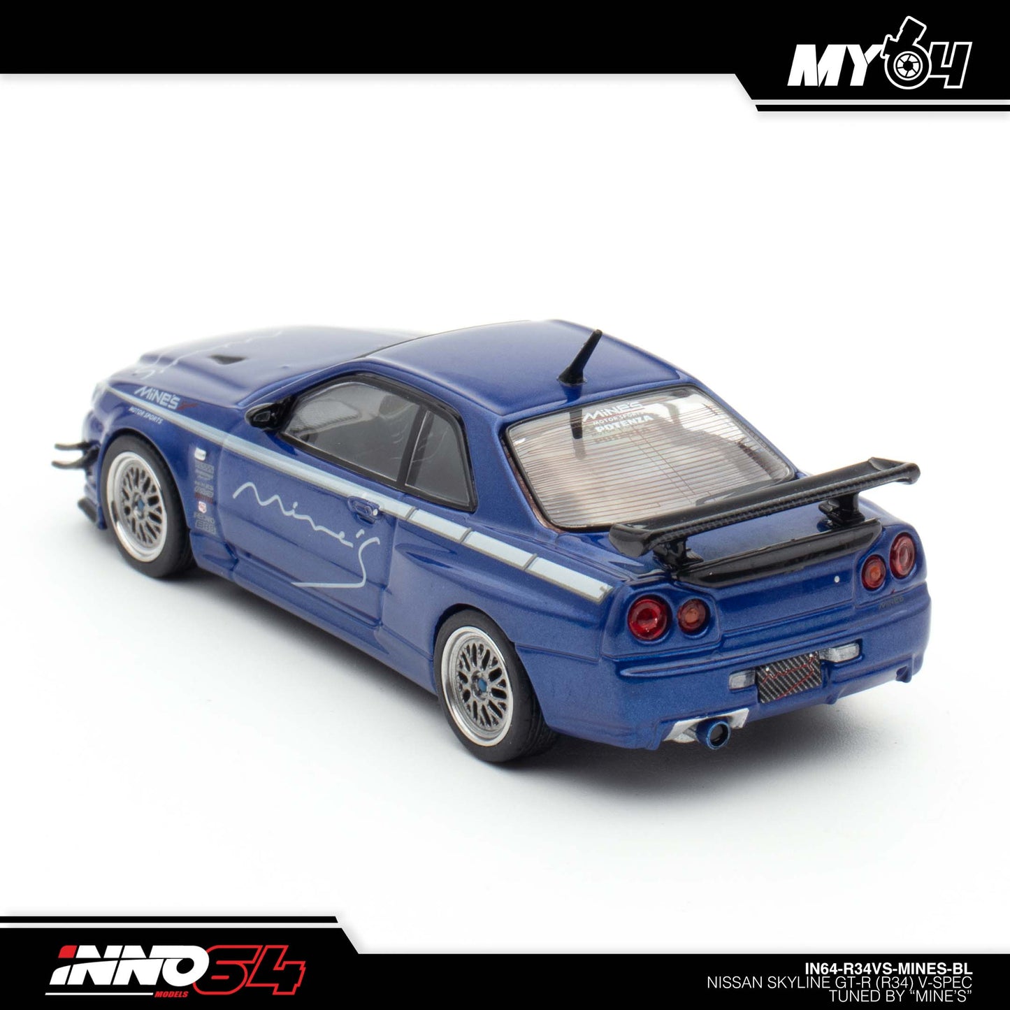 [INNO64] Nissan Skyline GT-R (R34) V-SPEC Tuned by "MINE'S" - Blue