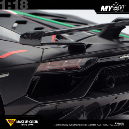 [Make Up] 1:18 Edilion Lamborghini Aventador SVJ 2018 (Nireo Wheel) - Matte Dark Gray / Italian Stripe (Carbon Package)