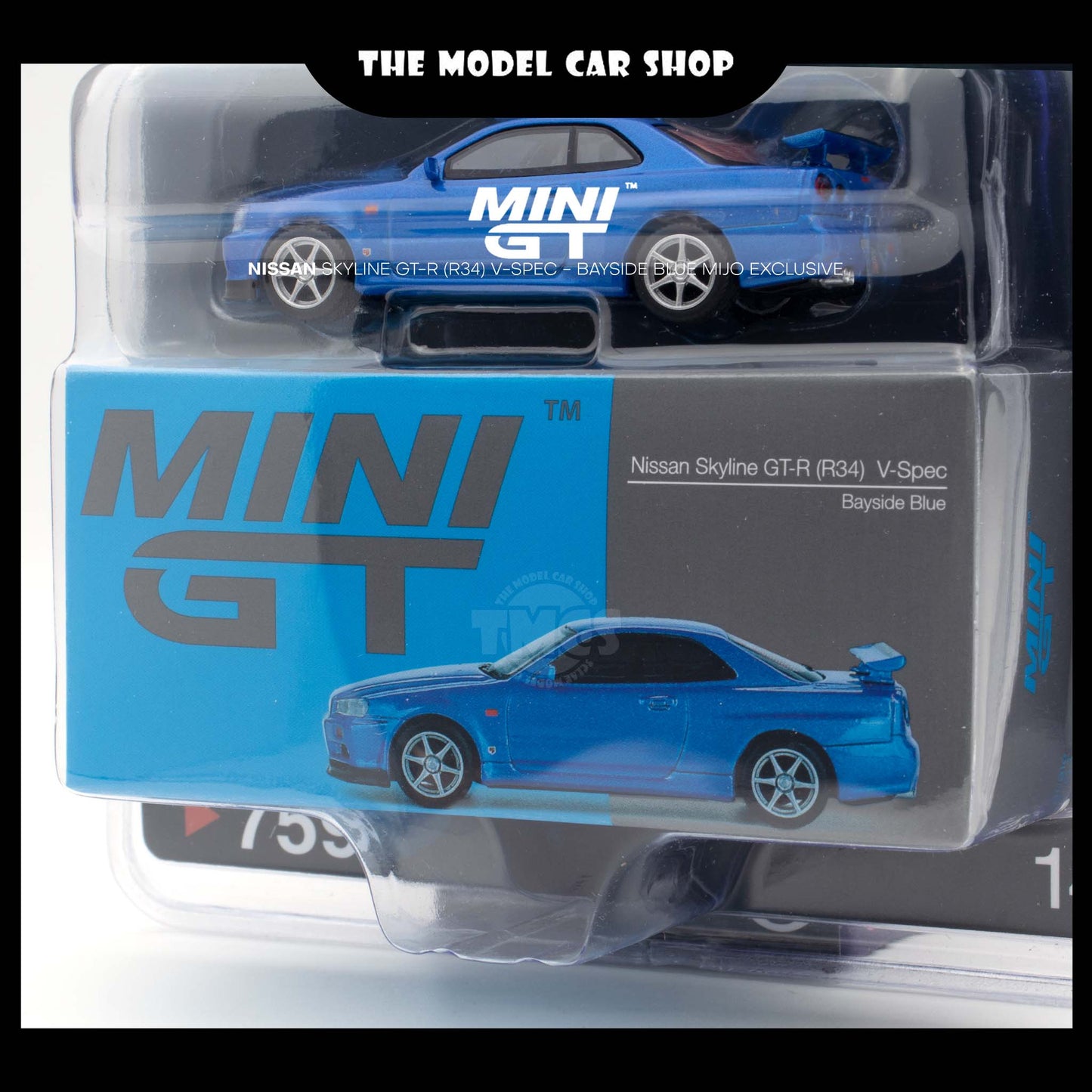 [MINI GT] Nissan Skyline GT-R (R34) V-Spec - Bayside Blue Mijo Exclusive