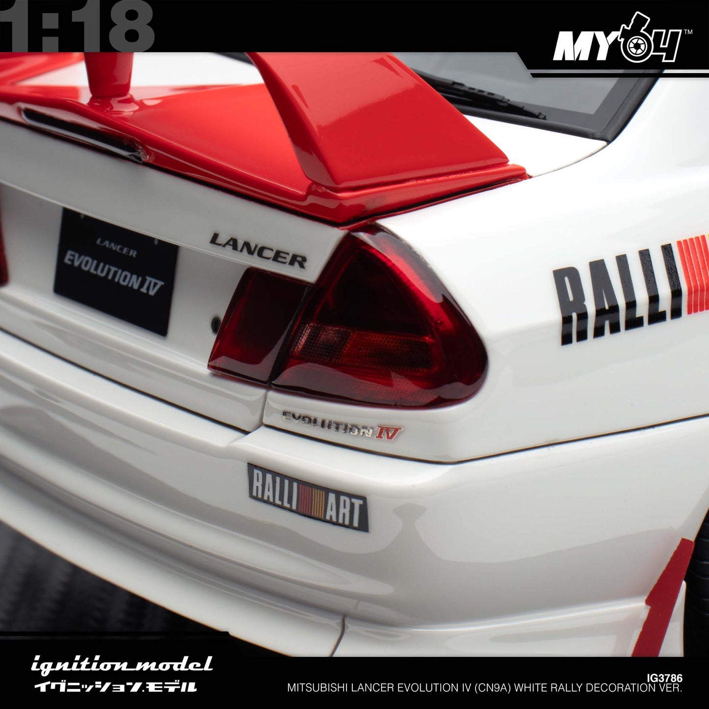 [Ignition Model] 1:18 Mitsubishi Lancer Evolution IV (CN9A) - White Rally Decoration Ver.