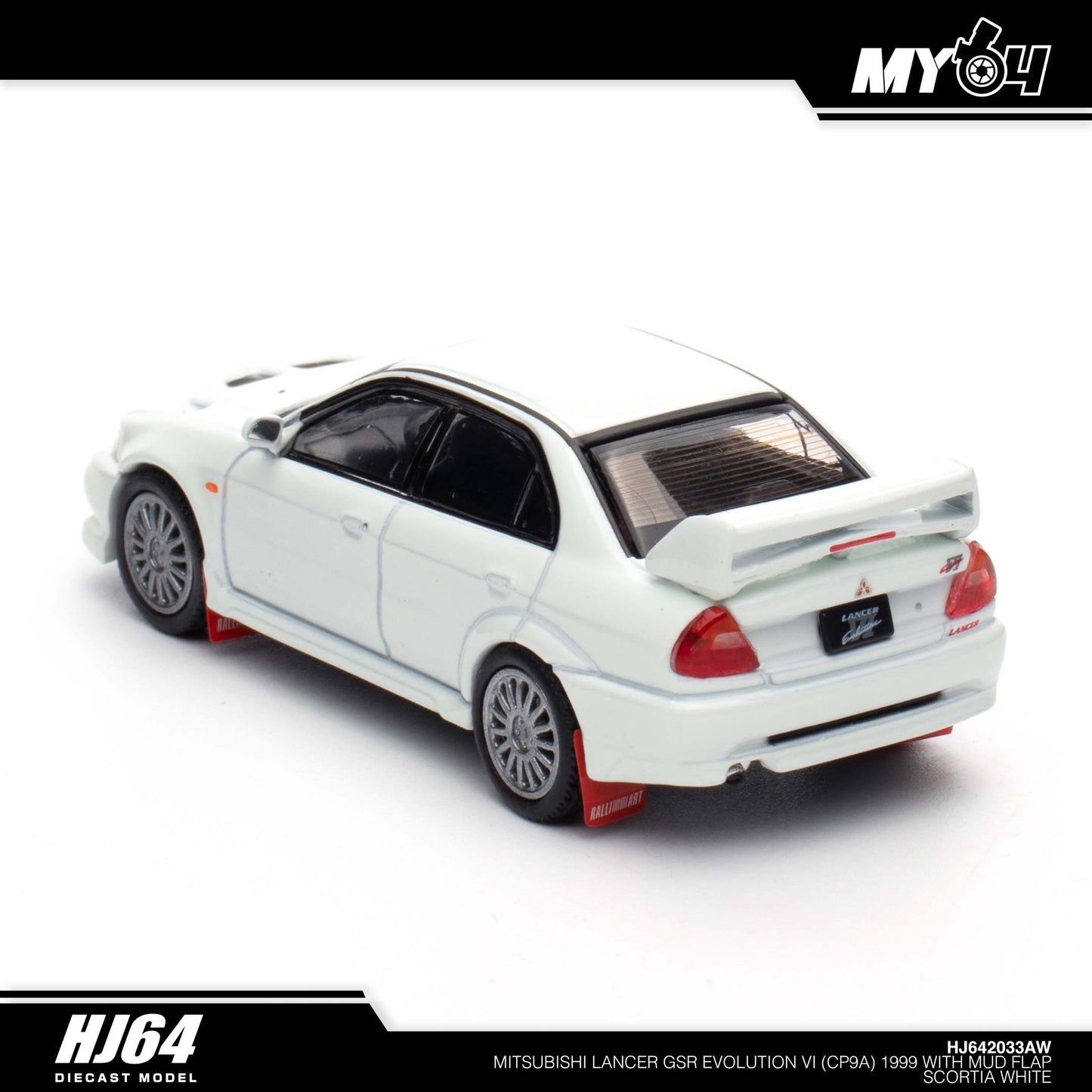 [Hobby Japan] Mitsubishi Lancer GSR Evolution 6 (CP9A) 1999 with Mud Flap - Scortia White