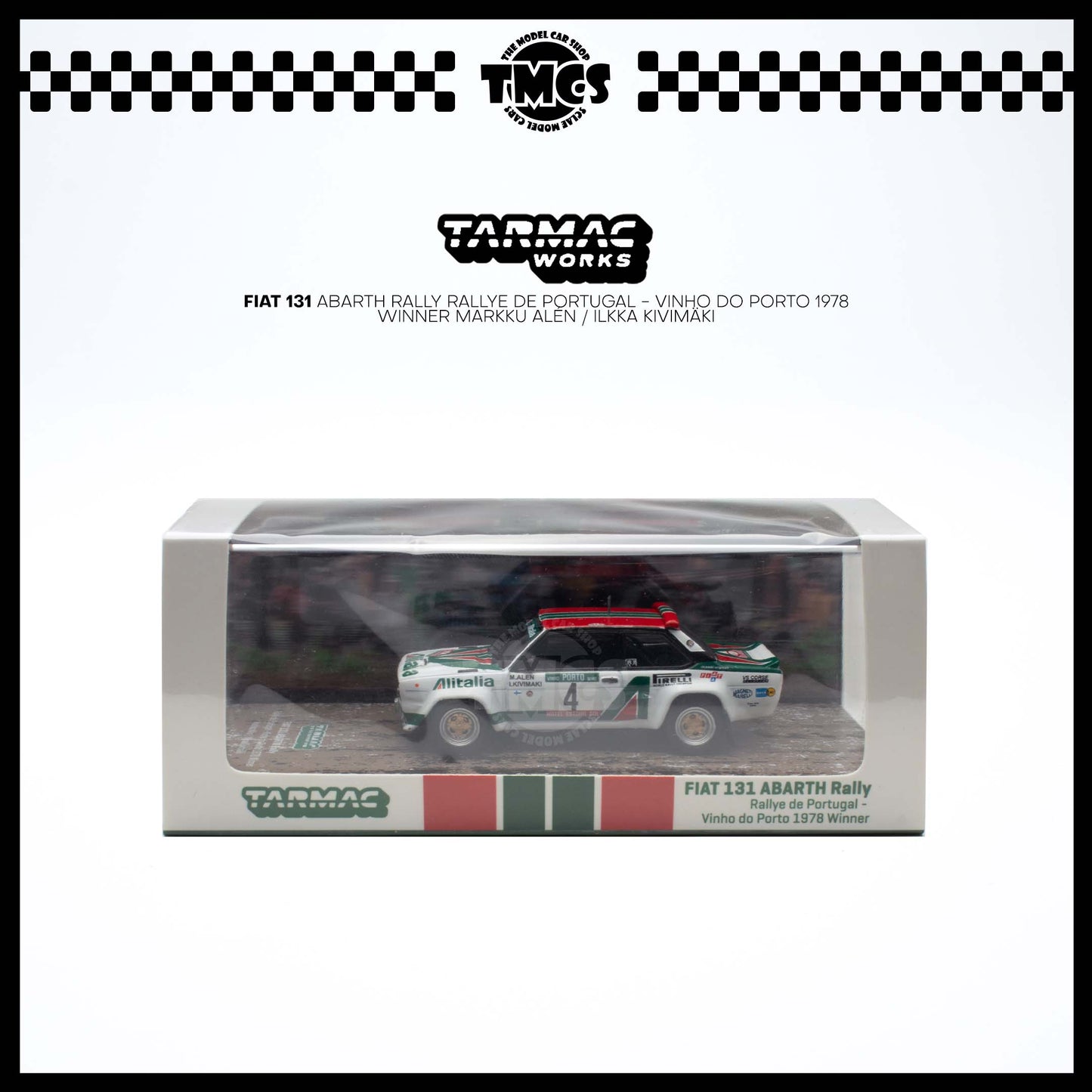 [Tarmac Works] 1:64 FIAT 131 ABARTH Rally Rallye de Portugal - Vinho do Porto 1978 Winner Markku Alén / Ilkka Kivimäki