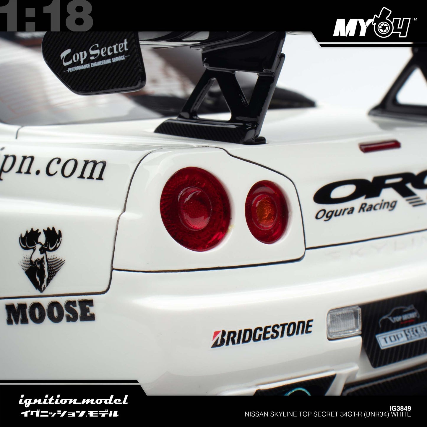 [Ignition Model] 1:18 Nissan Skyline Top Secret 34GT-R (BNR34) - White