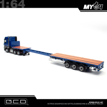 [GCD] Mercedes-Benz Actros 6x2 & Scalable Trailer - Blue (LHD) (497)