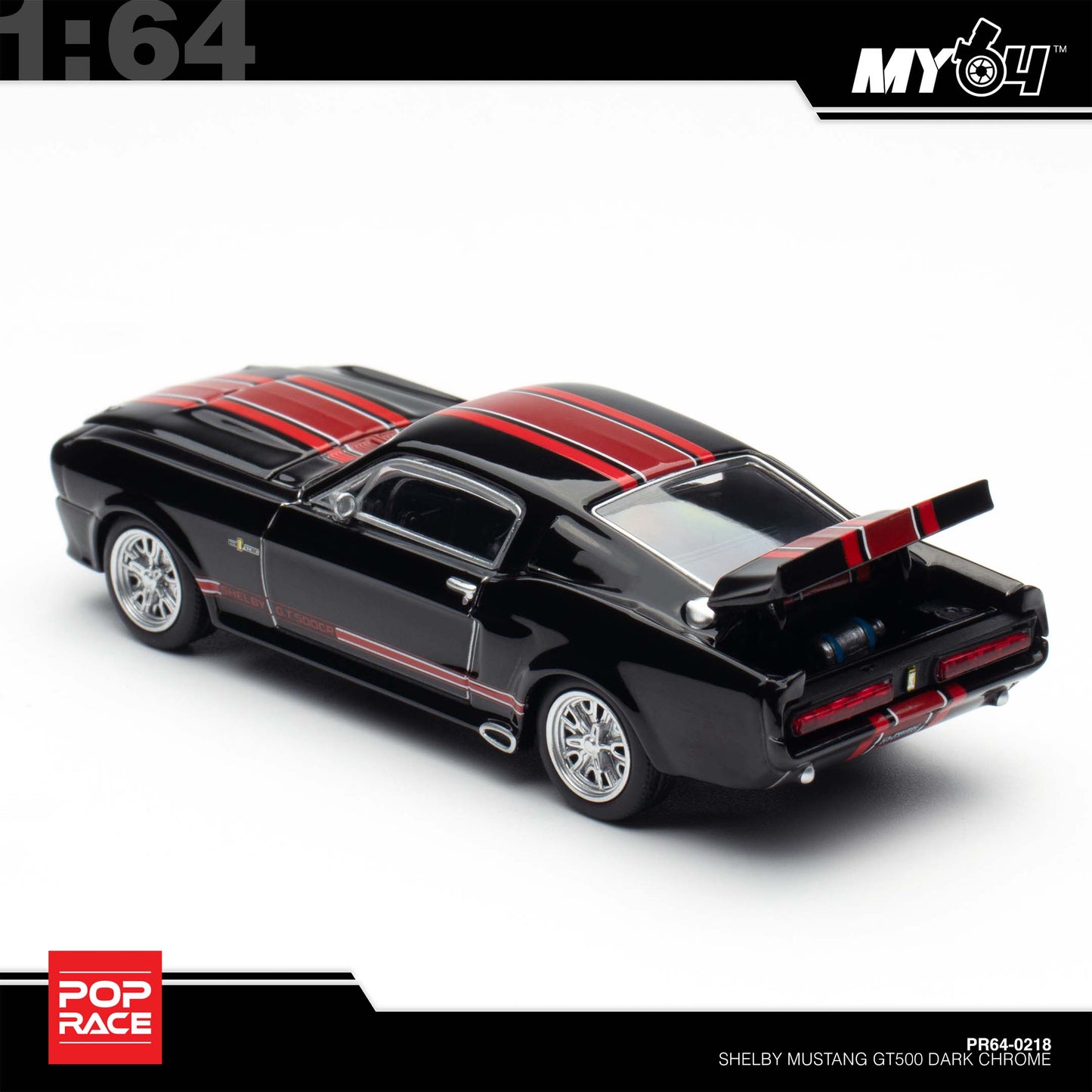 [Pop Race] 1:64 Shelby Mustang GT500 - Dark Chrome