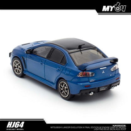 [Hobby Japan] Mitsubishi Lancer Evolution Ⅹ FINAL EDITION With Engine Display Model Black Roof - Lightning Blue Mica