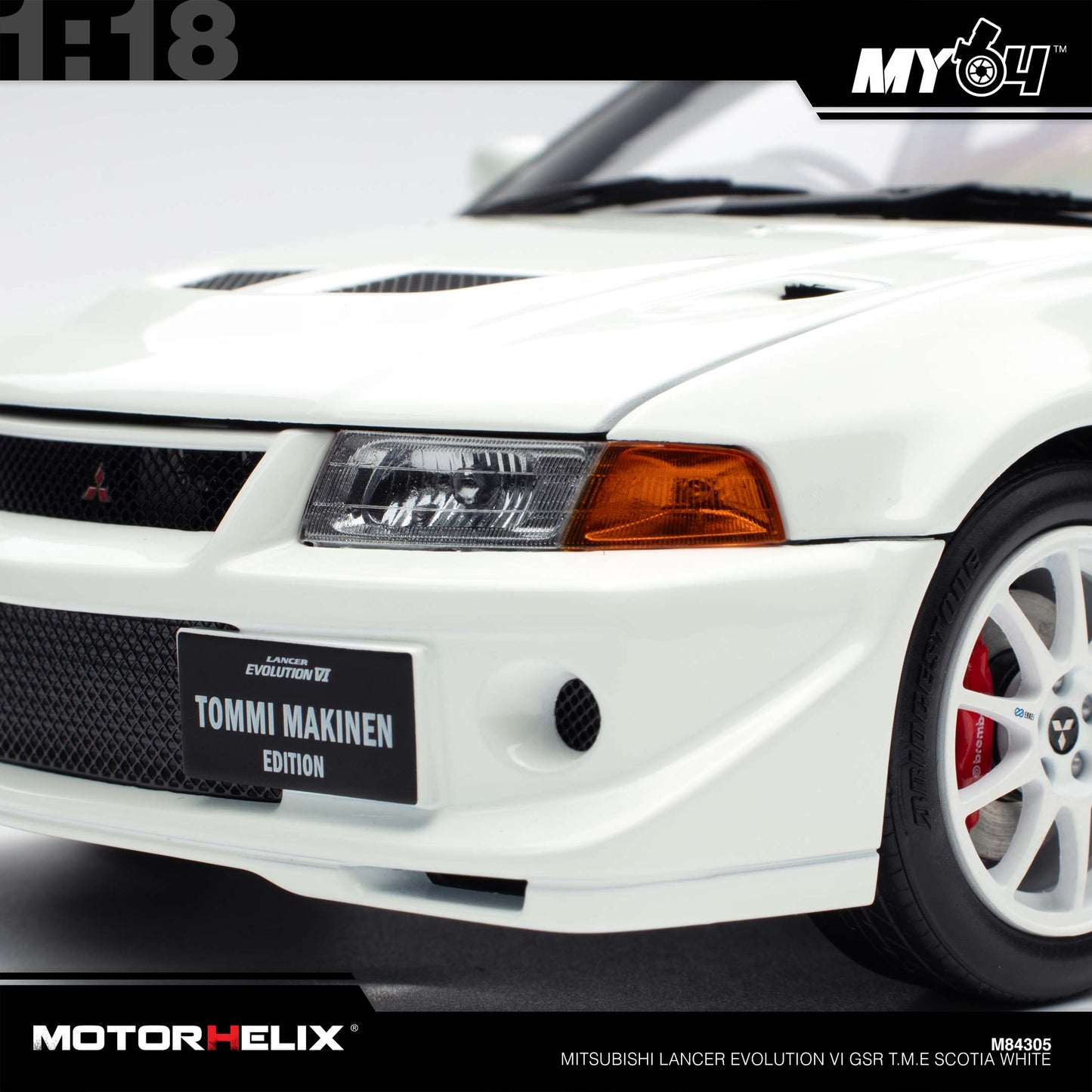 [Motorhelix] 1:18 Mitsubishi Lancer Evolution VI GSR T.M.E - Scotia White