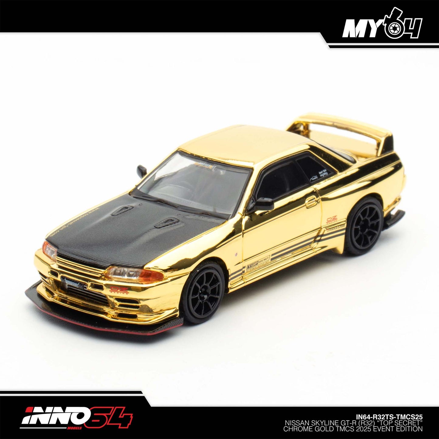 [INNO64] Nissan Skyline GT-R R32 Top Secret Chrome - Gold TMCS25 Event Edition