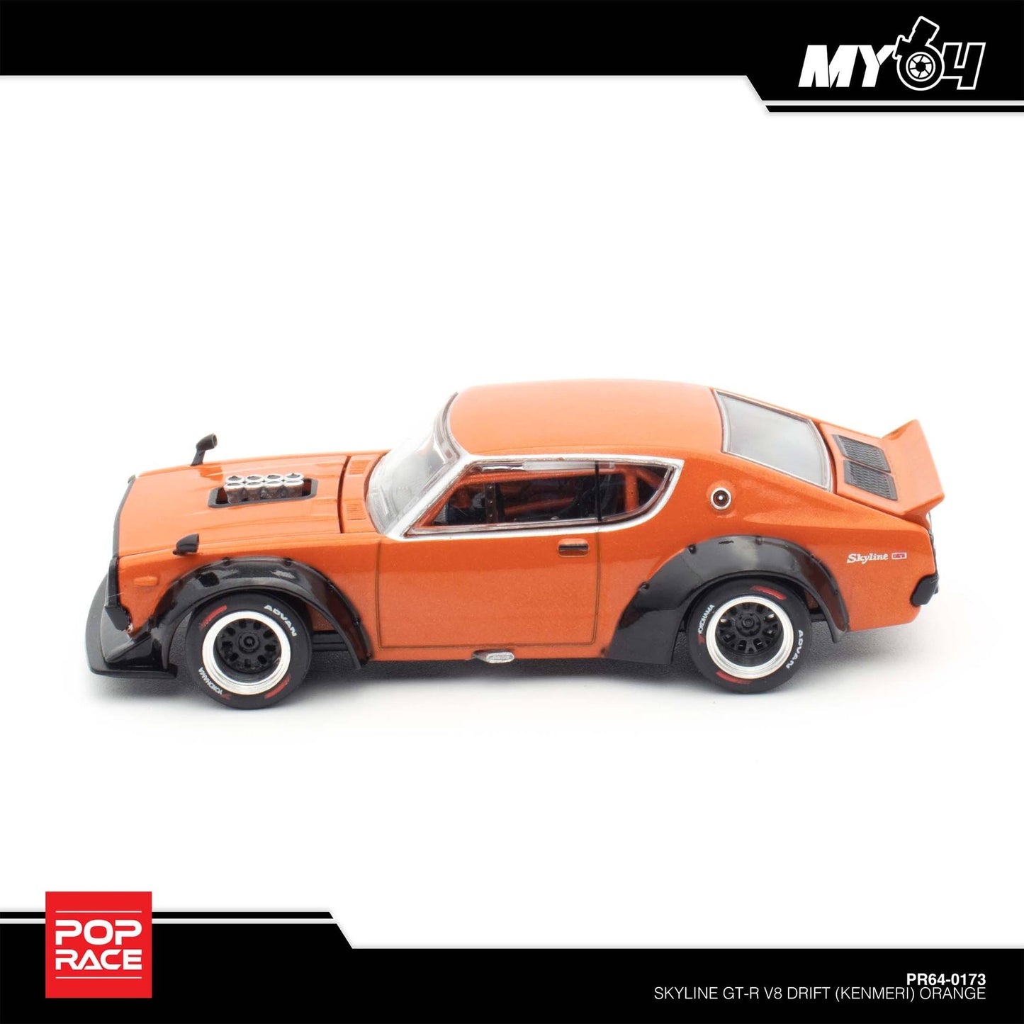 [Pop Race] Nissan Skyline GT-R V8 Drift (Kenmeri) - Orange