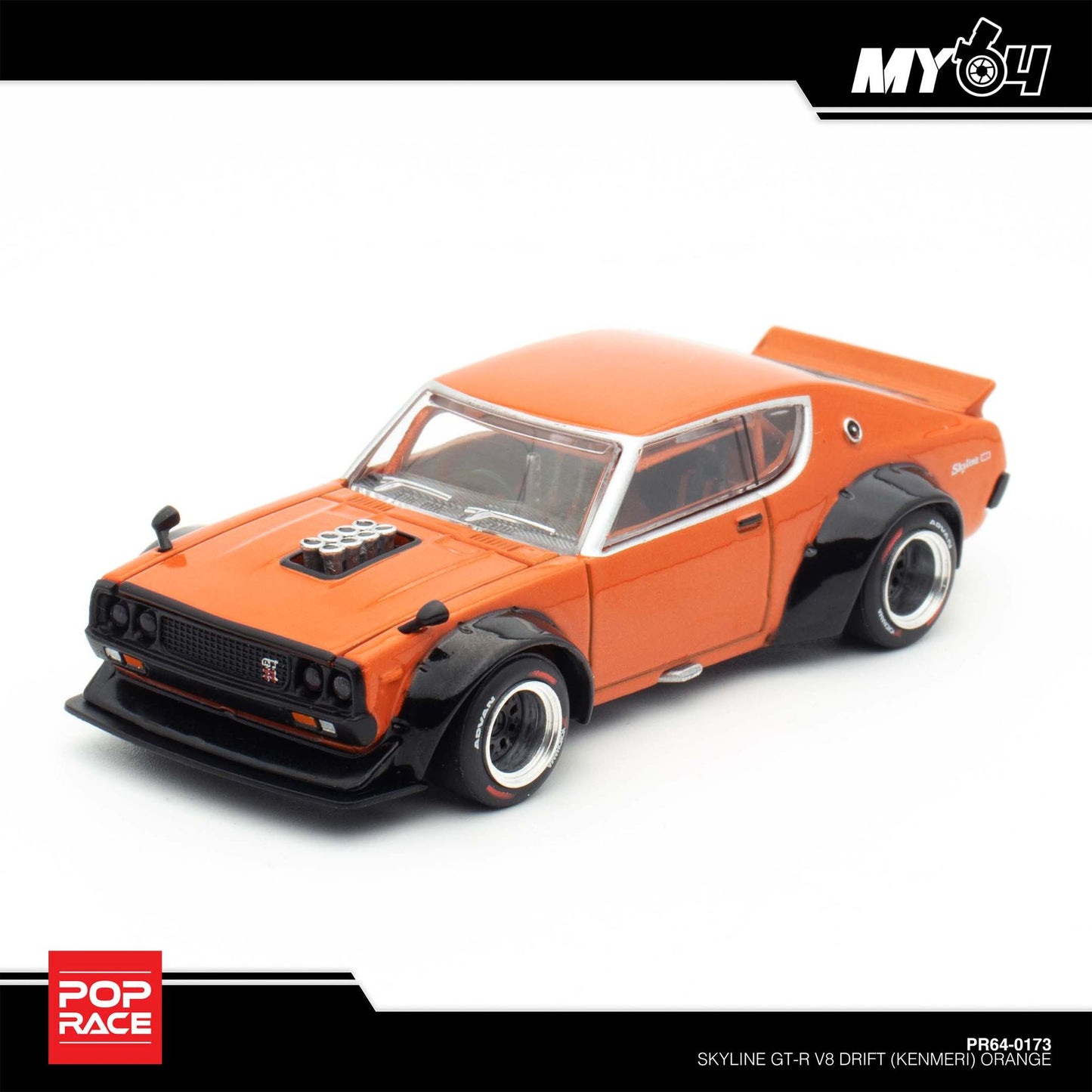 [Pop Race] Nissan Skyline GT-R V8 Drift (Kenmeri) - Orange