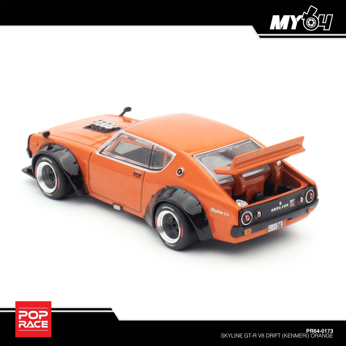 [Pop Race] Nissan Skyline GT-R V8 Drift (Kenmeri) - Orange