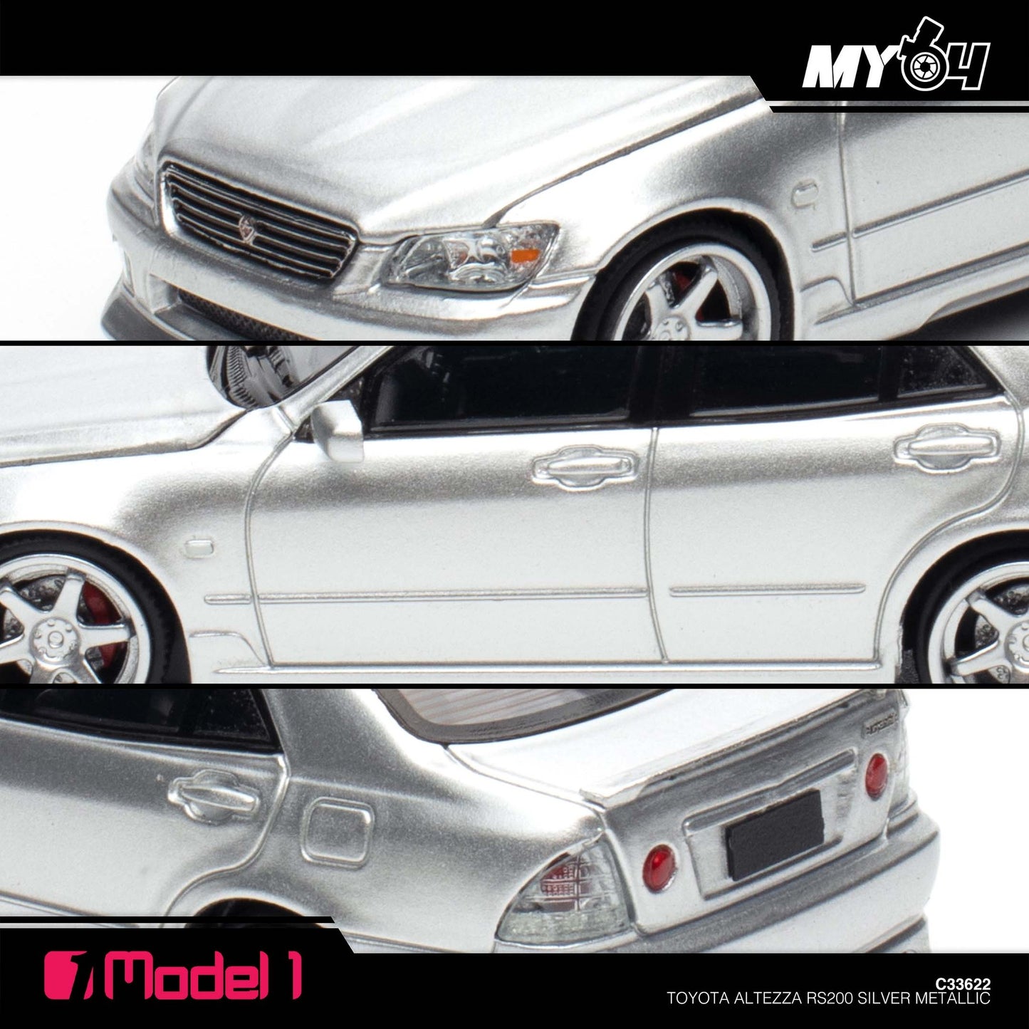 [Model1] 1:64 Toyota Altezza RS200 SXE10 - Silver Metallic