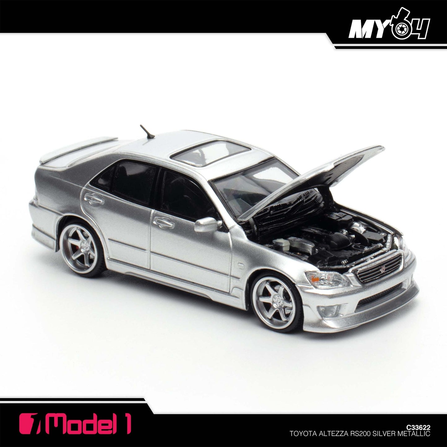 [Model1] 1:64 Toyota Altezza RS200 SXE10 - Silver Metallic