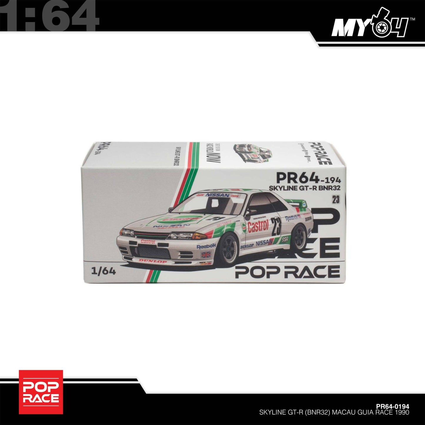 [Pop Race] 1:64 Nissan Skyline GT-R R32 Macau GUIA Race 1990 Winner
