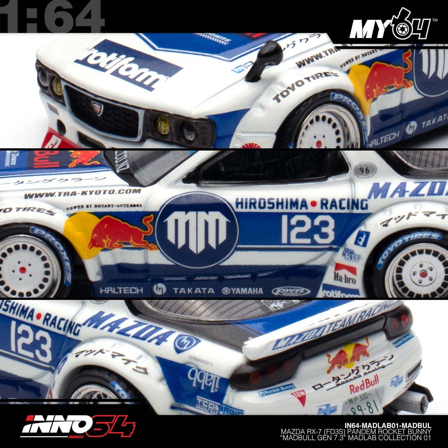 [INNO64] 1:64 Mazda RX7 (FD3S) "Pandem Rocket Bunny" MADBUL MADLAB COLLECTION 001