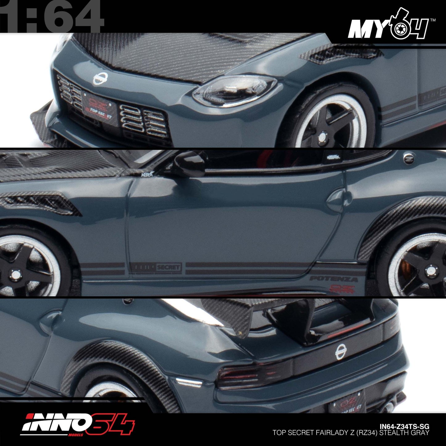 [INNO64] 1:64 Top Secret Fairlady Z (RX34) - Stealth Gray