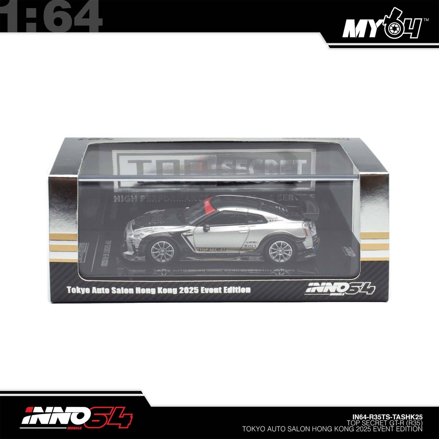 [INNO64] 1:64 Nissan GT-R (R35) "Top Secret" - Silver (TASHK25)