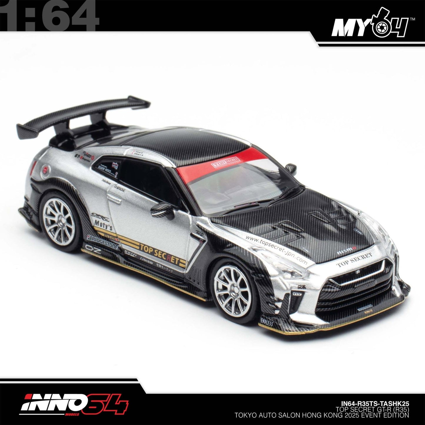 [INNO64] 1:64 Nissan GT-R (R35) "Top Secret" - Silver (TASHK25)