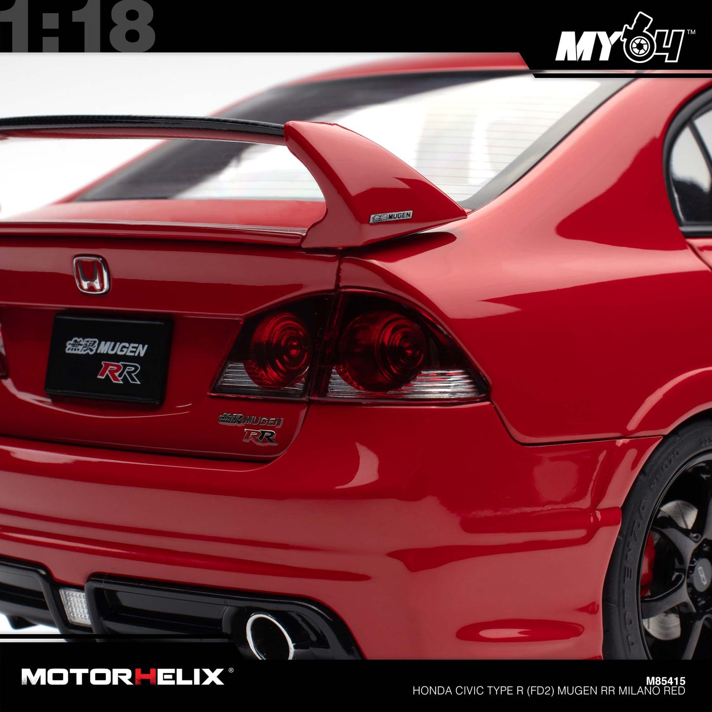 [Motorhelix] 1:18 Honda Civic Type R (FD2) Mugen RR - Milano Red