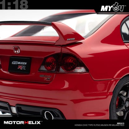 [Motorhelix] 1:18 Honda Civic Type R (FD2) Mugen RR - Milano Red