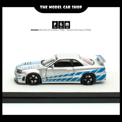 [PGM] Nissan Skyline GT-R (R34) Z Tune - Silver with blue Stripe