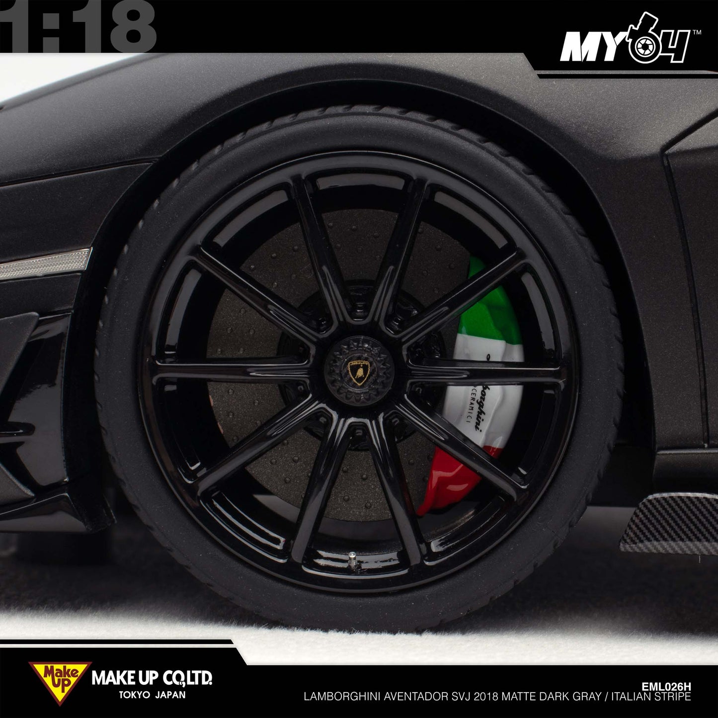 [Make Up] 1:18 Edilion Lamborghini Aventador SVJ 2018 (Nireo Wheel) - Matte Dark Gray / Italian Stripe (Carbon Package)