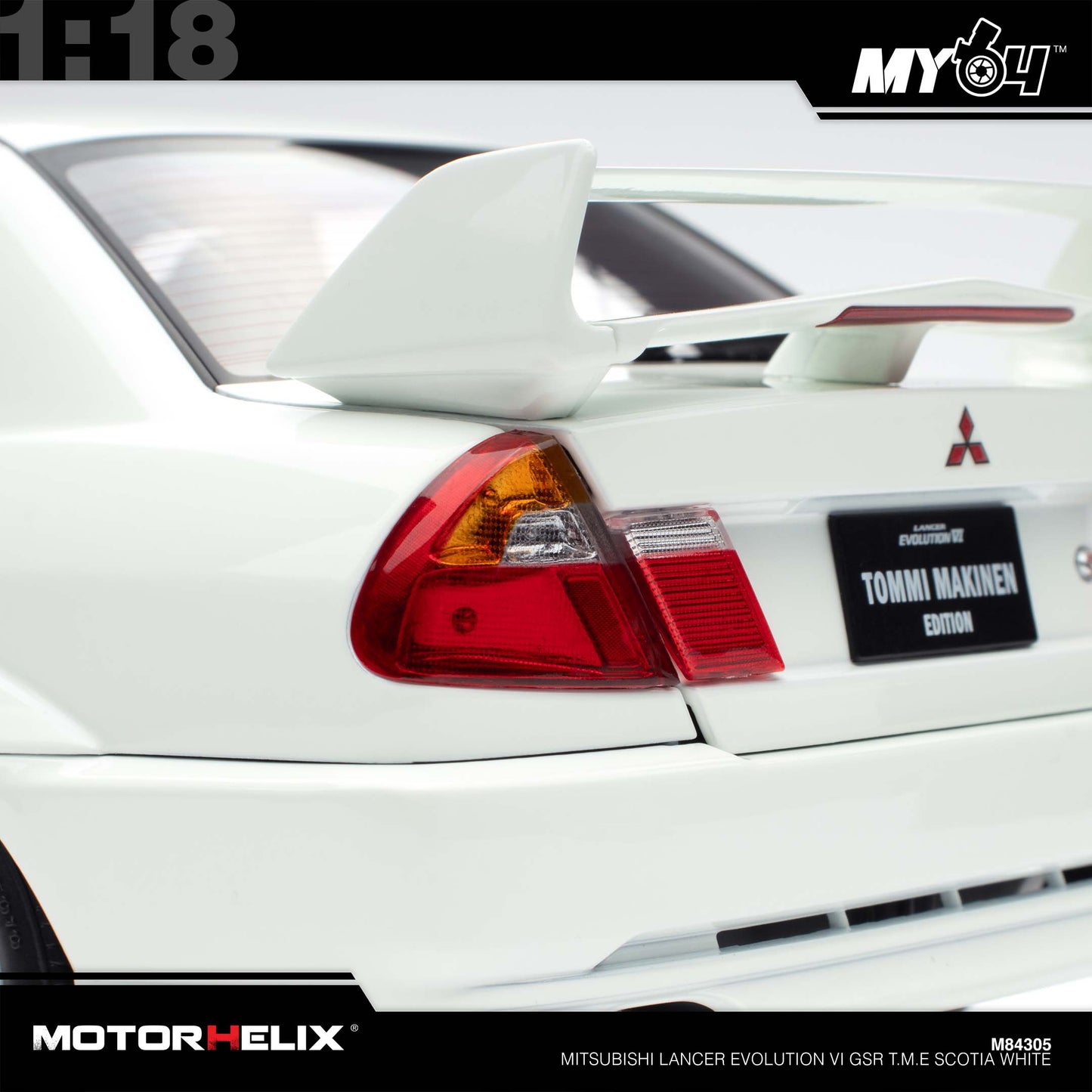 [Motorhelix] 1:18 Mitsubishi Lancer Evolution VI GSR T.M.E - Scotia White