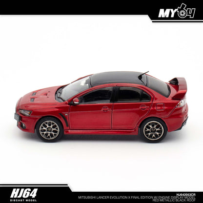 [Hobby Japan] Mitsubishi Lancer Evolution Ⅹ FINAL EDITION With Engine Display Model Black Roof - Red Metallic