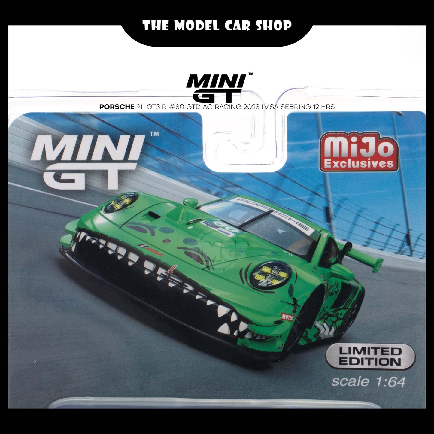 [MINI GT] Porsche 911 GT3 R #80 GTD AO Racing 2023 IMSA Sebring 12 Hrs Blister Packaging