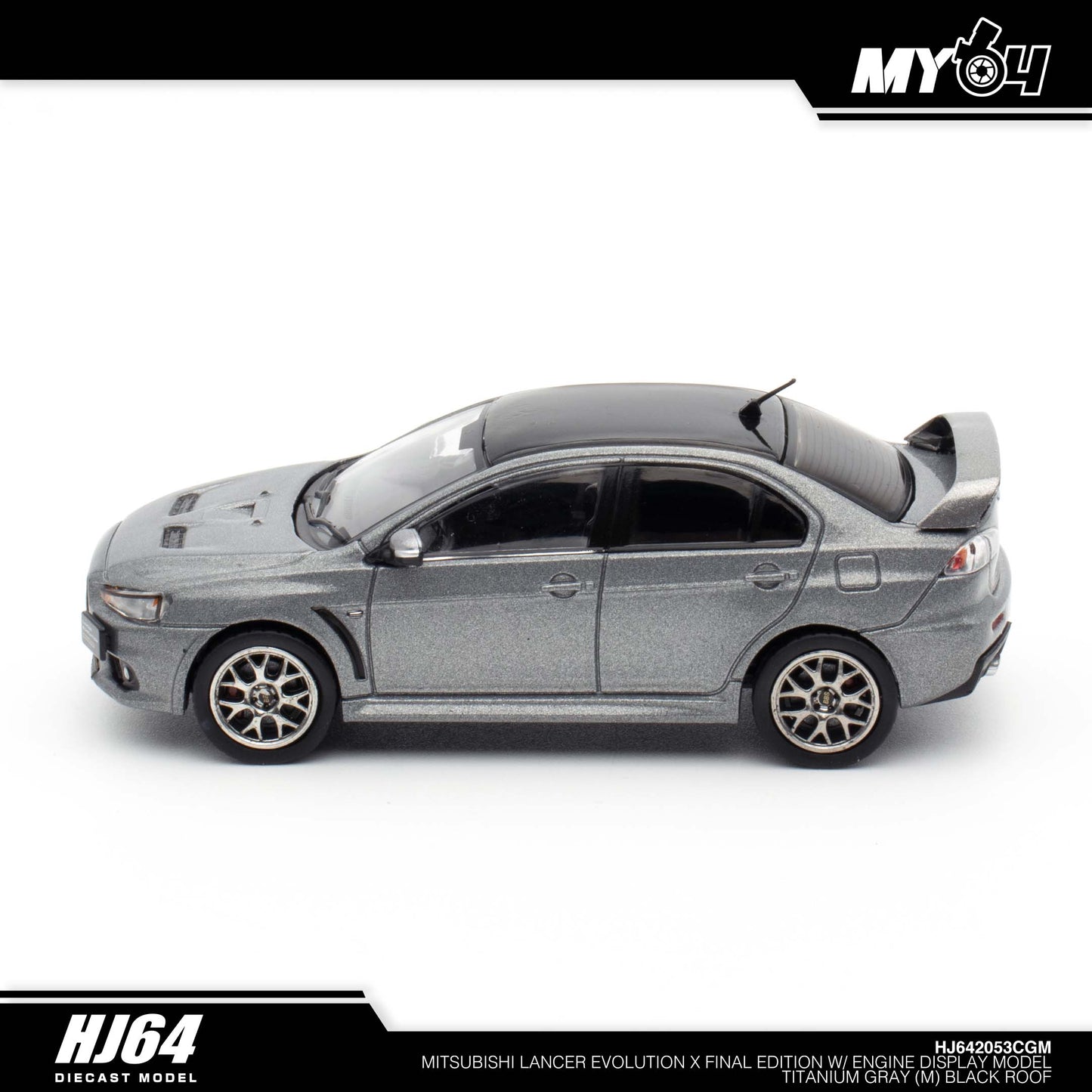 [Hobby Japan] Mitsubishi Lancer Evolution Ⅹ FINAL EDITION With Engine Display Model Black Roof - Titanium Gray Metallic