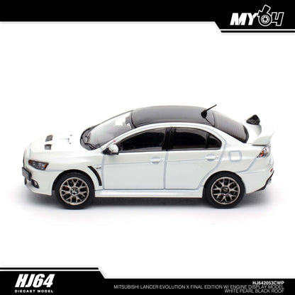 [Hobby Japan] Mitsubishi Lancer Evolution Ⅹ FINAL EDITION With Engine Display Model Black Roof - White Pearl