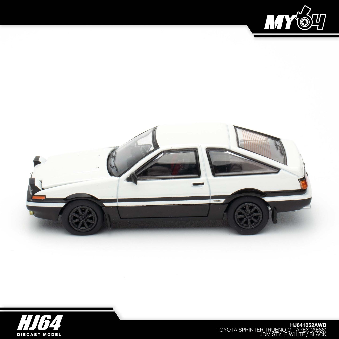 [Hobby Japan] Toyota SPRINTER TRUENO GT APEX (AE86) JDM Style ( Functional Engine Hood) - White / Black