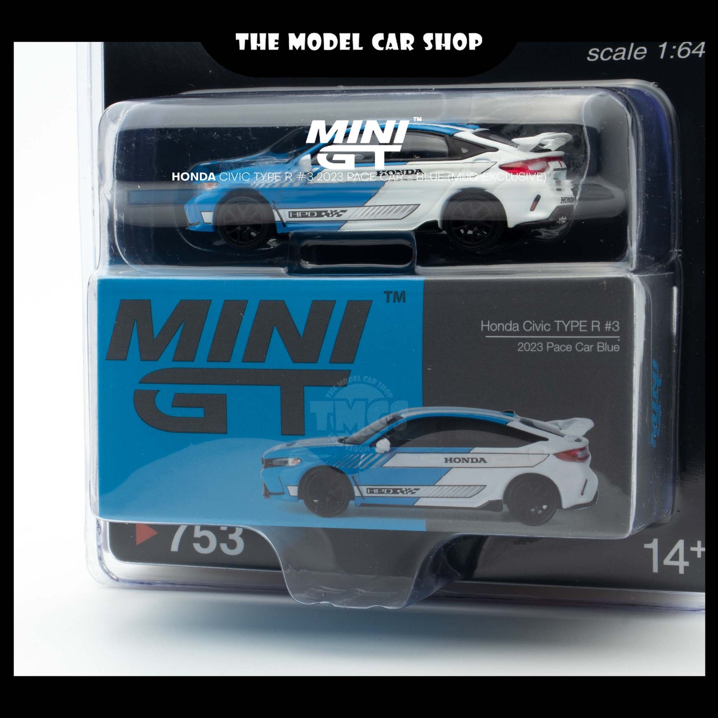 [MINI GT] Honda Civic Type R #3 2023 Pace Car - Blue (Mijo Exclusive)