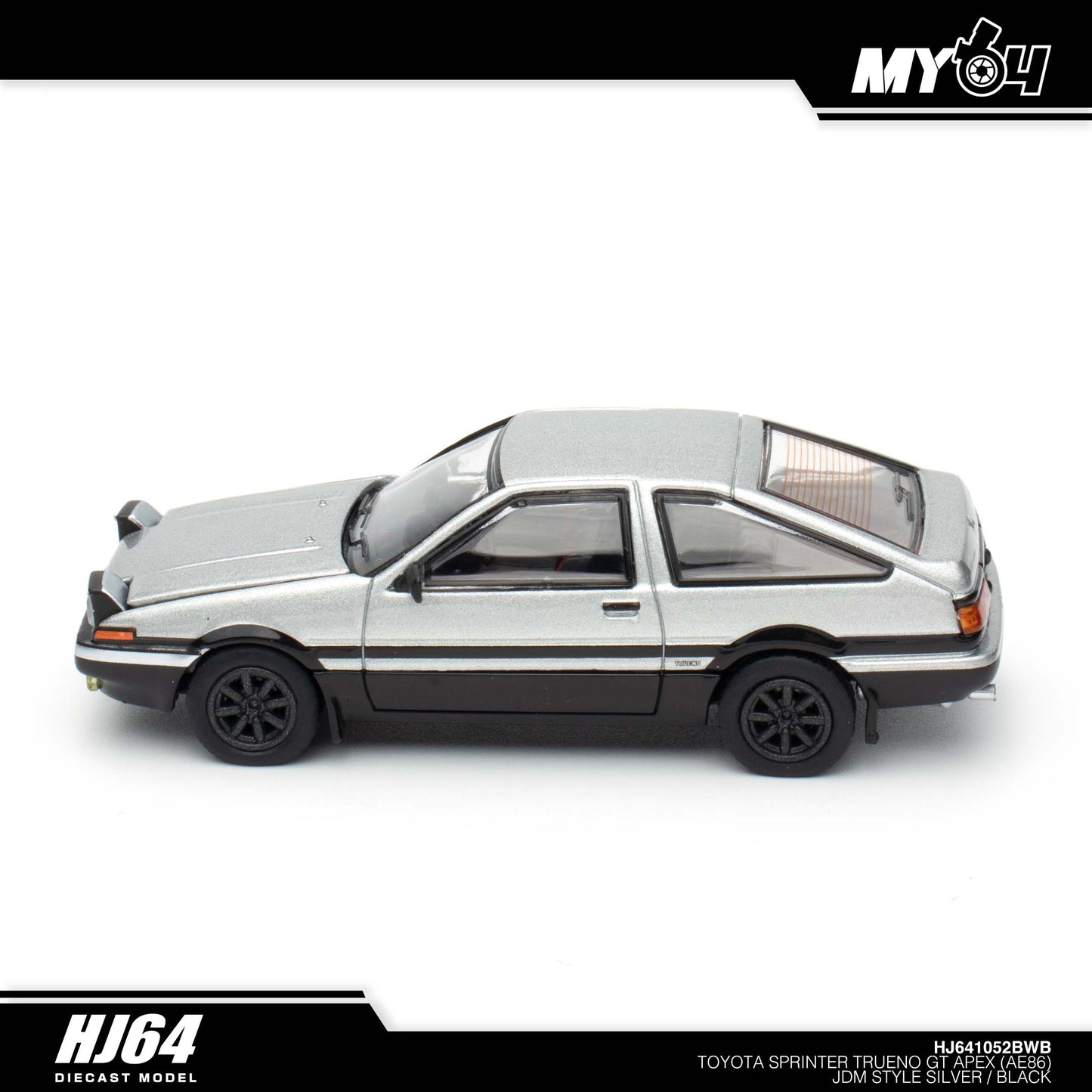 [Hobby Japan] Toyota SPRINTER TRUENO GT APEX (AE86) JDM Style ( Functional Engine Hood) - Silver / Black