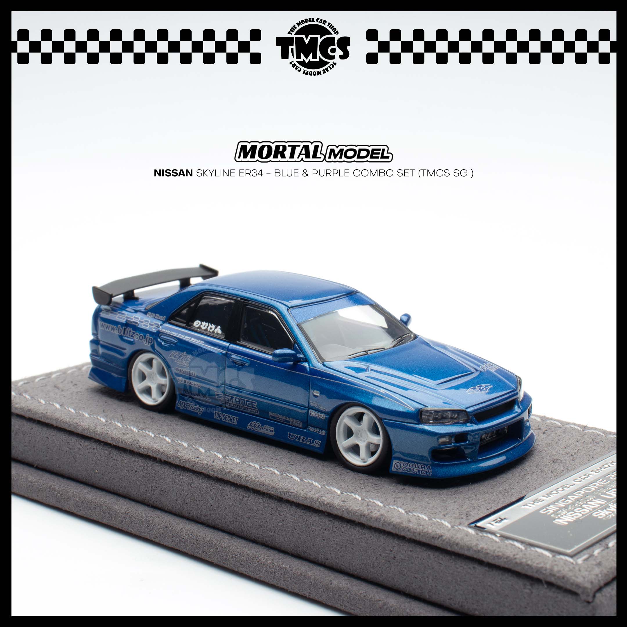 Mortal] 1:64 Nissan Skyline ER34 - Blue & Purple Combo Set (TMCS