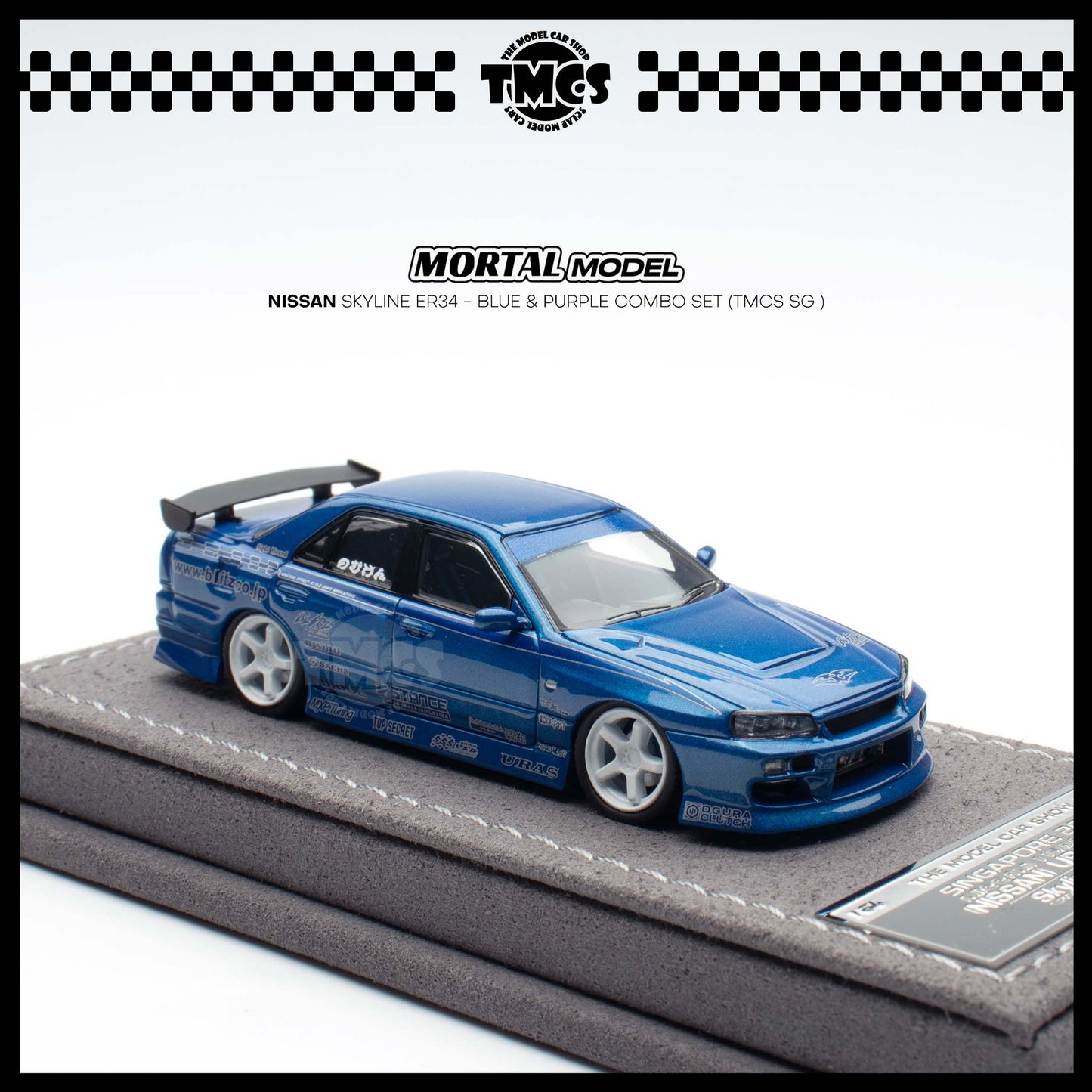 [Mortal] 1:64 Nissan Skyline ER34 - Blue & Purple Combo Set (TMCS SG )
