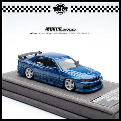 [Mortal] 1:64 Nissan Skyline ER34 - Blue & Purple Combo Set (TMCS SG )