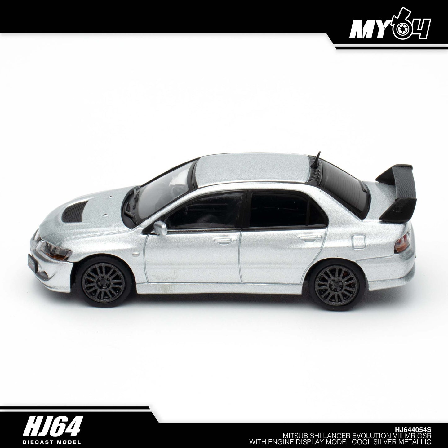 [Hobby Japan] Mitsubishi Lancer Evolution 8 MR GSR with Engine Display Model - Cool Silver Metallic