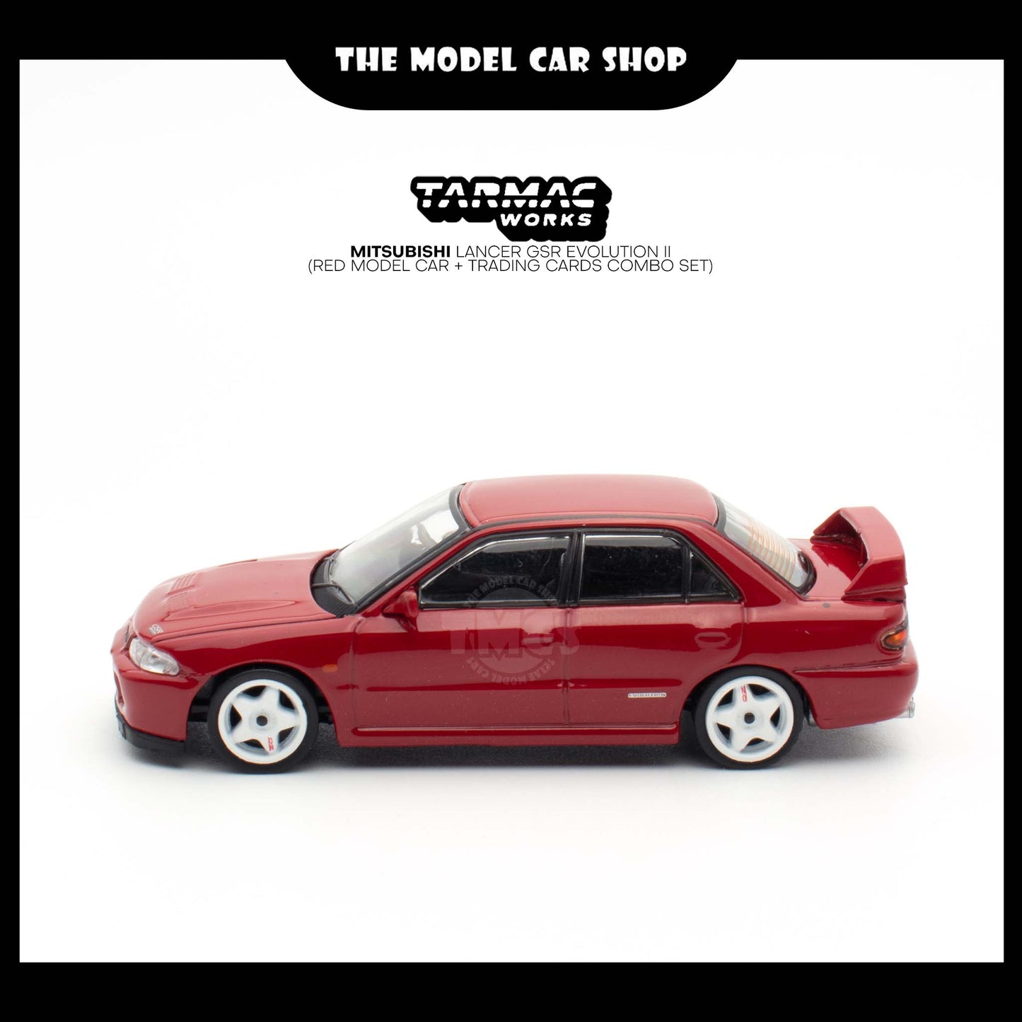 [Tarmac Works] Mitsubishi Lancer GSR Evolution II (Red Model Car + Trading Cards Combo Set)