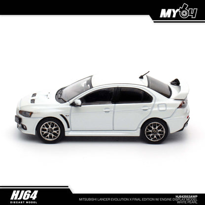 [Hobby Japan] Mitsubishi Lancer Evolution Ⅹ FINAL EDITION With Engine Display Model - White Pearl