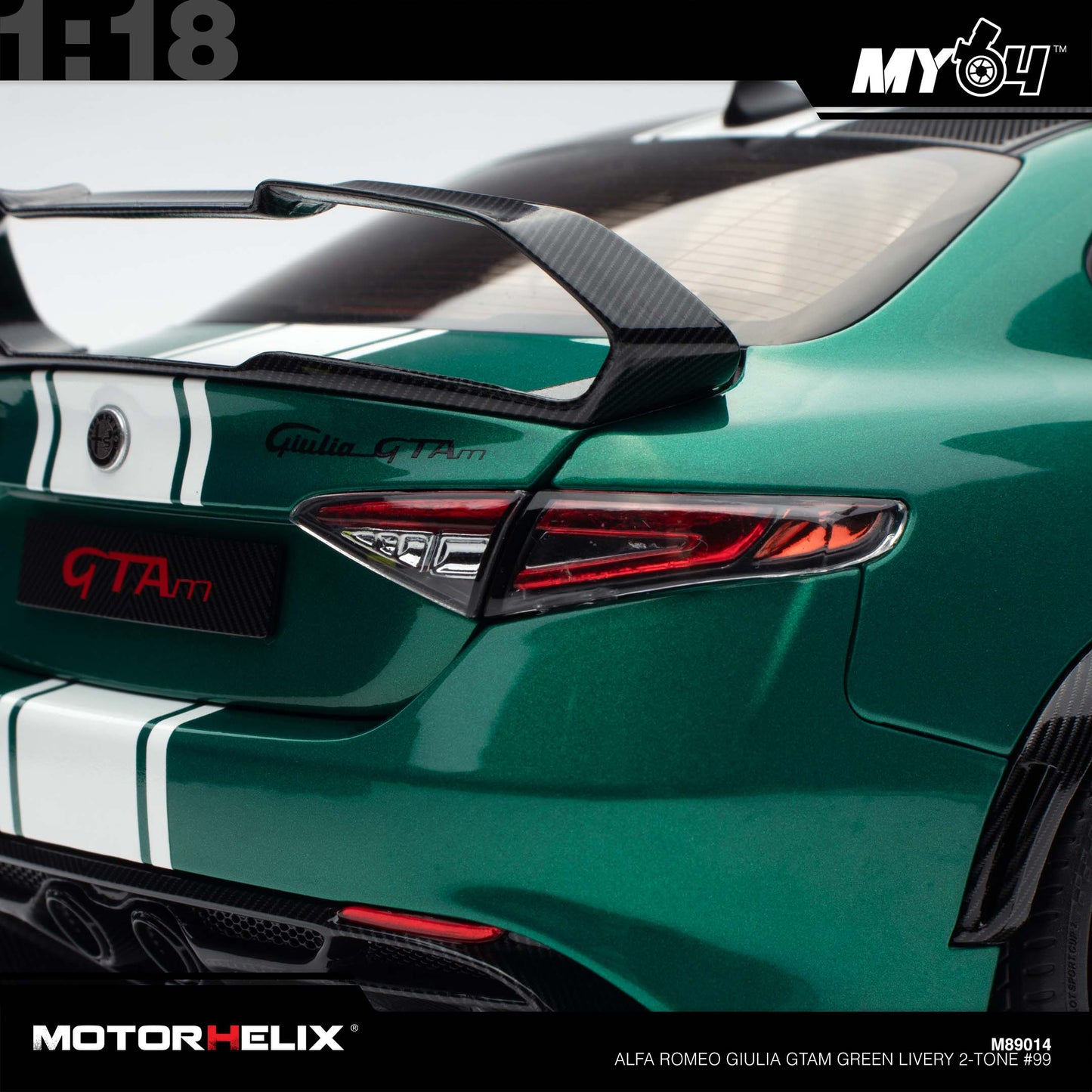 [Motorhelix] 1:18 Alfa Romeo Giulia GTAm - Green Livery 2-Tone #99
