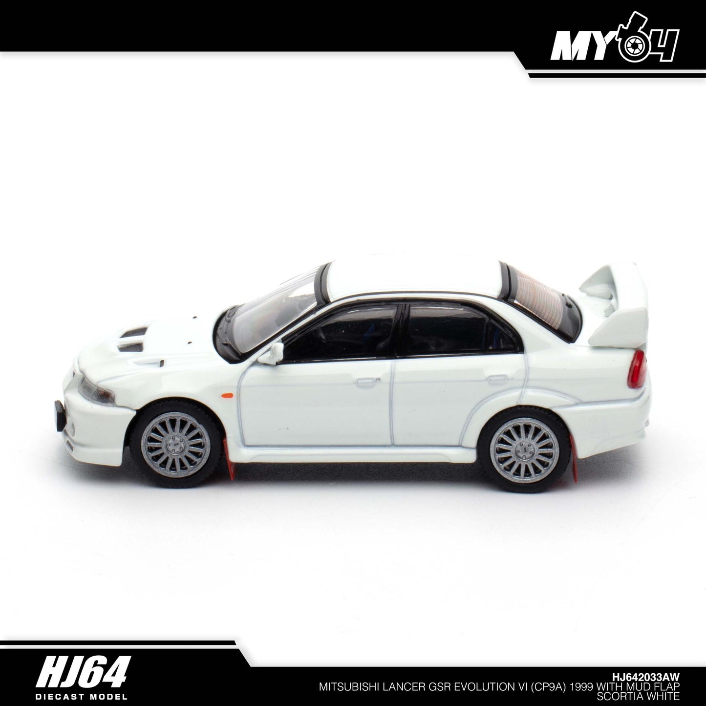 [Hobby Japan] Mitsubishi Lancer GSR Evolution 6 (CP9A) 1999 with Mud Flap - Scortia White