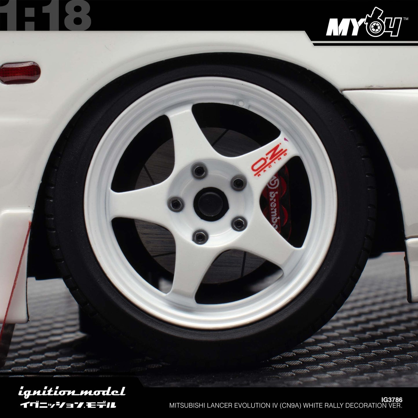 [Ignition Model] 1:18 Mitsubishi Lancer Evolution IV (CN9A) - White Rally Decoration Ver.