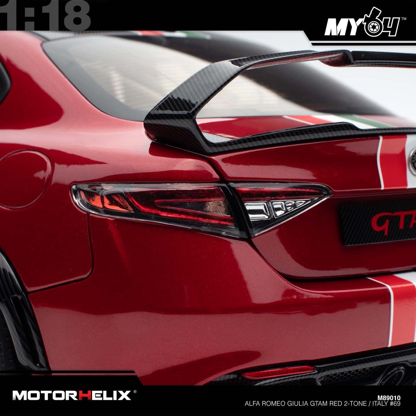[Motorhelix] 1:18 Alfa Romeo Giulia GTAm - Red 2-Tone / Italy #69