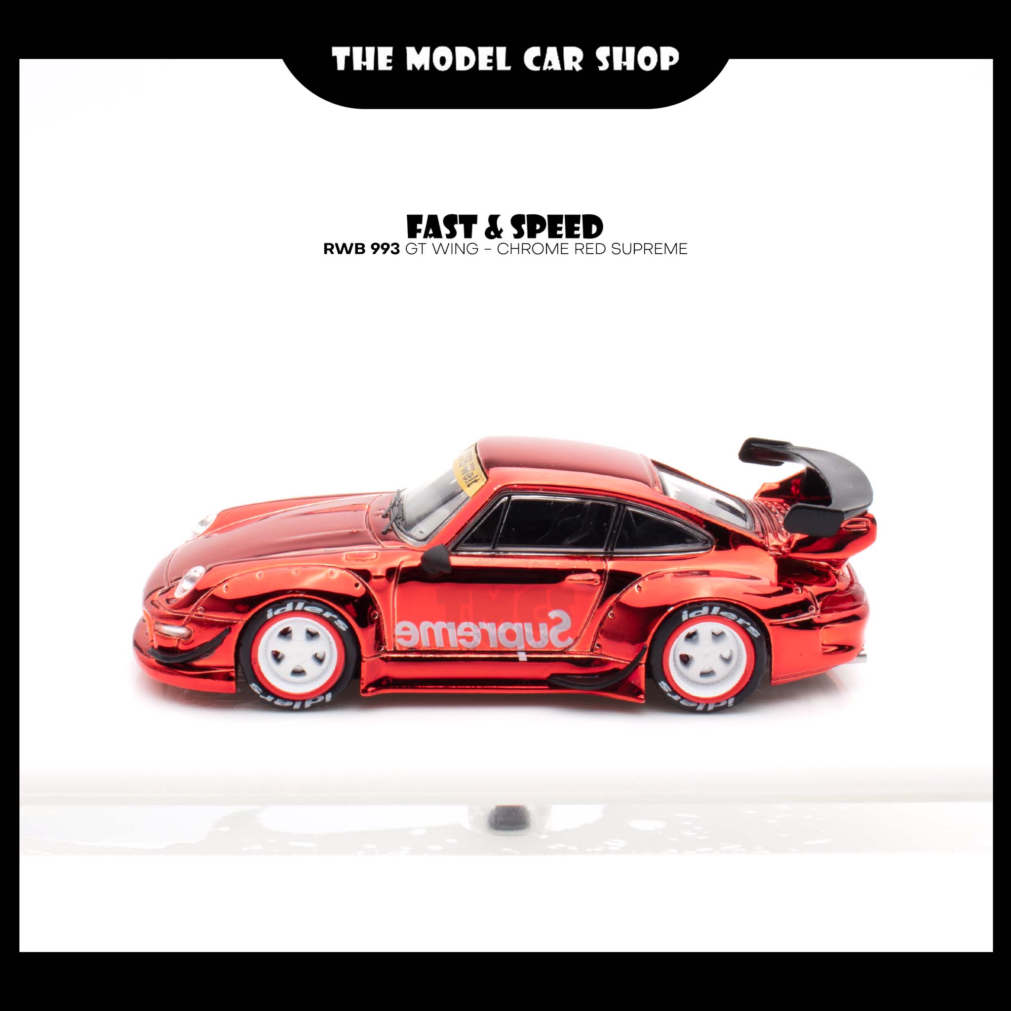Fast Speed] RWB 993 GT Wing - Chrome Red Supreme | The Model Car Shop