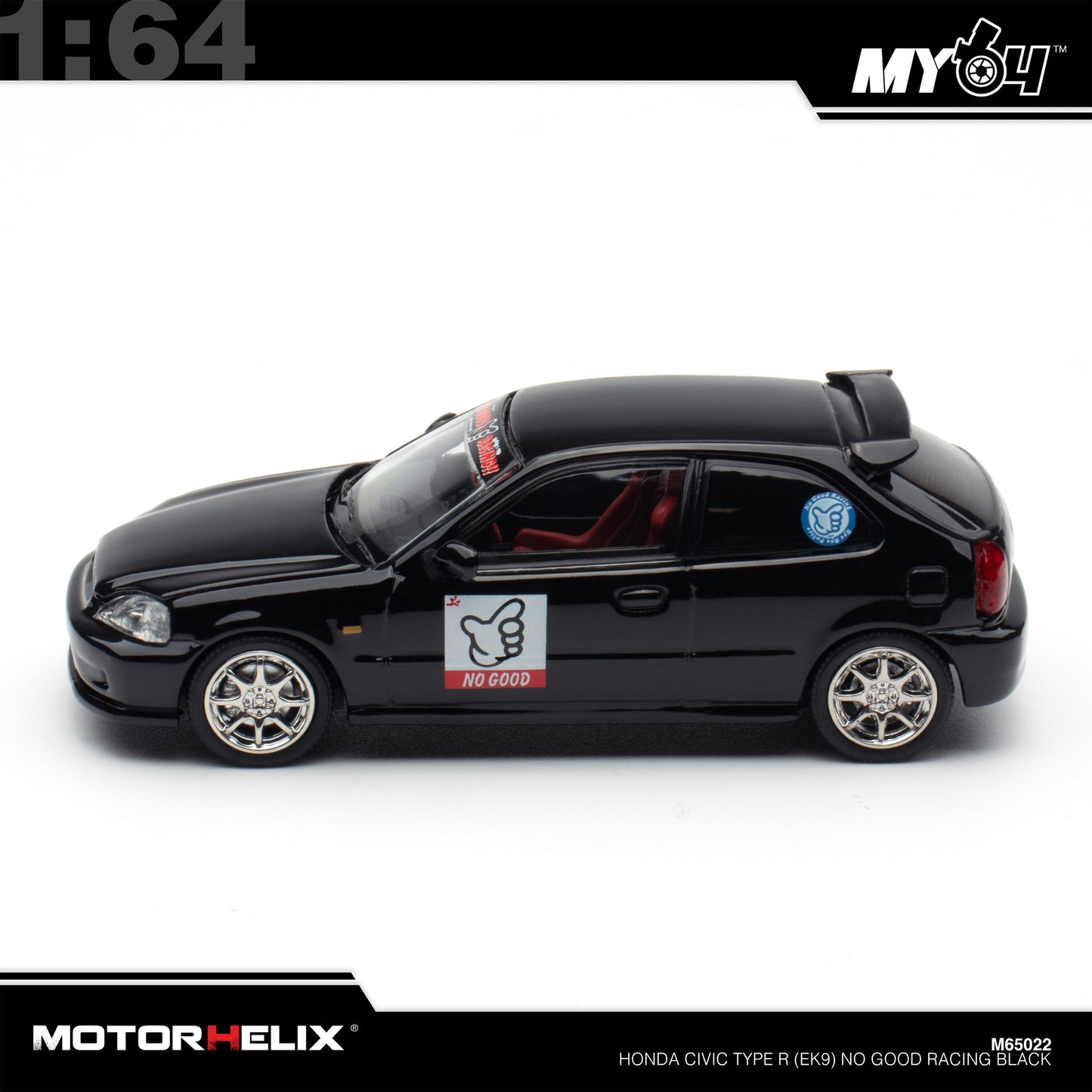 [Motorhelix] 1:64 Honda Civic Type R (EK9) NO GOOD Racing - Black