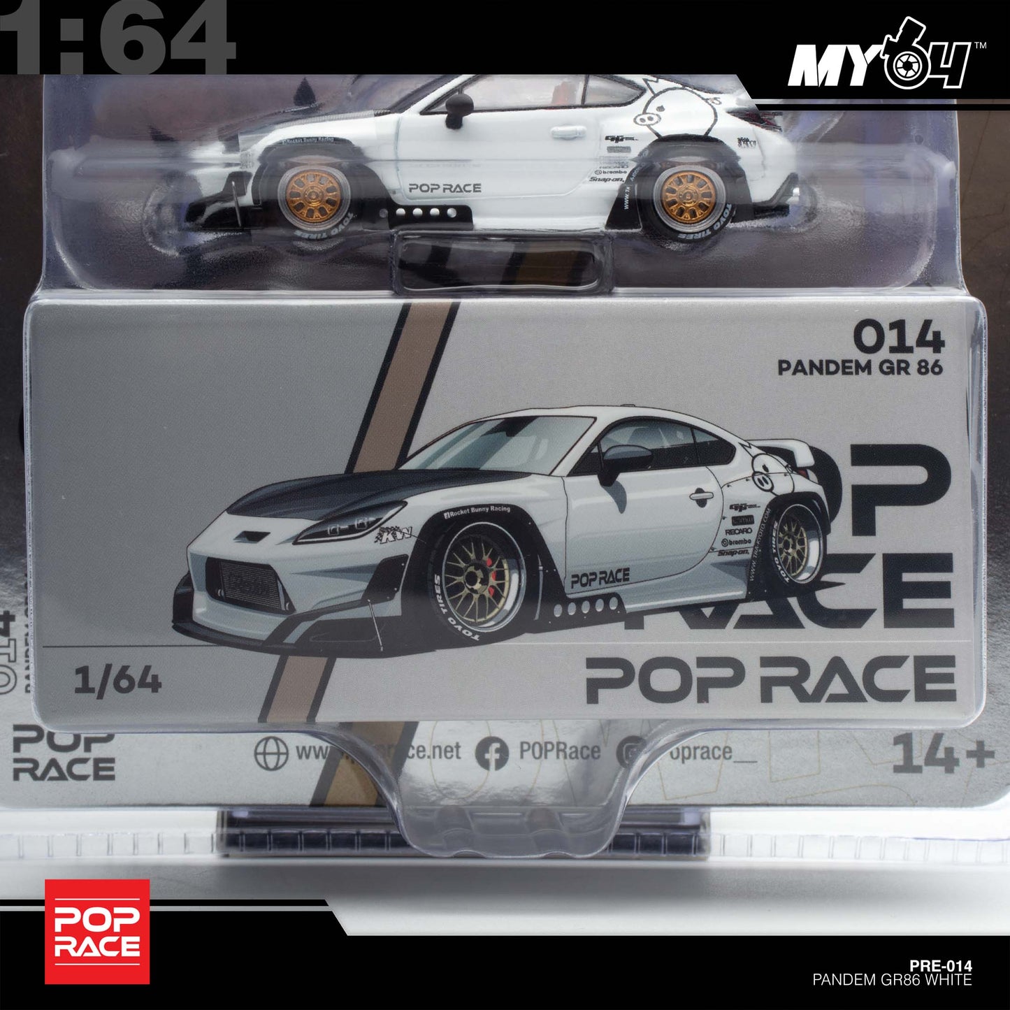 [Pop Race] 1:64  Pandem Toyota GR86 - Crystal White Pearl