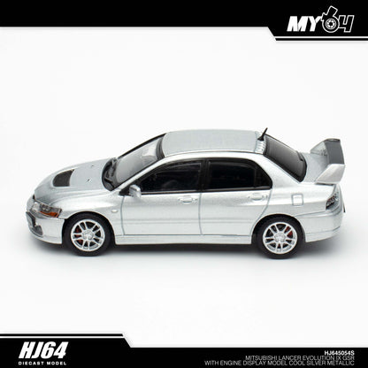 [Hobby Japan] Mitsubishi Lancer Evolution 9 GSR with Engine Display Model - Cool Silver Metallic